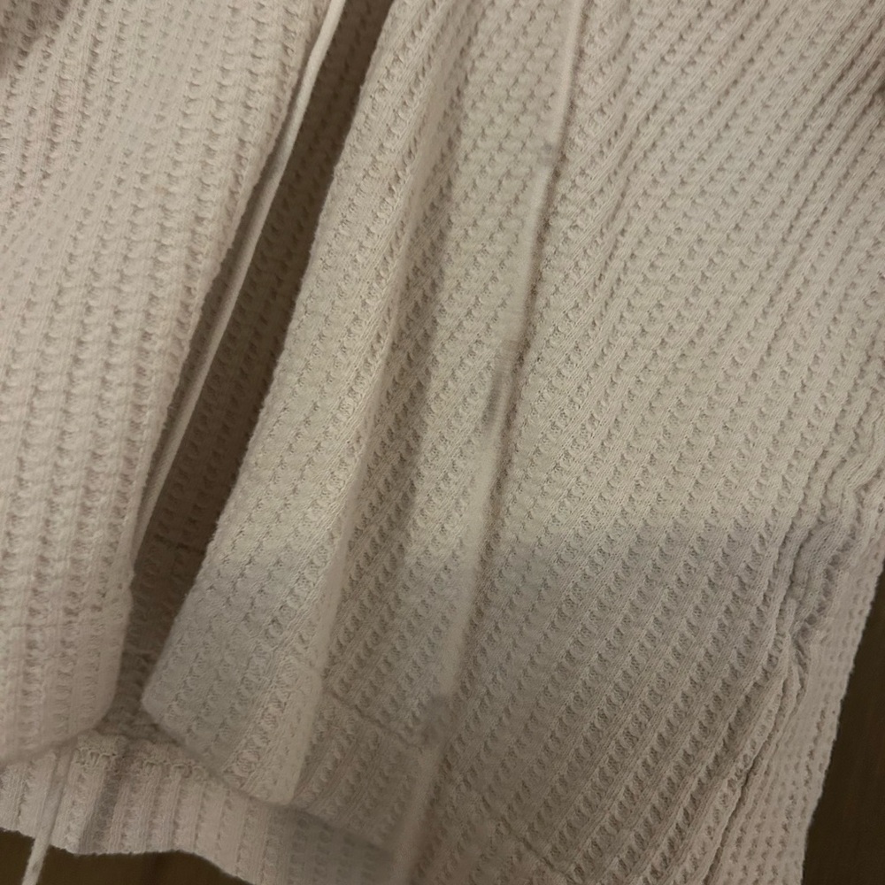 Free People Cream Lace-Up Puff Sleeve Top - Picture 3 of 4